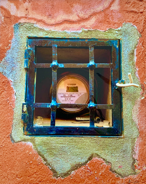 Caged Orange Gas Meter