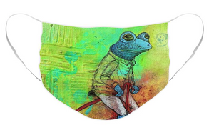 Blue Frog on a Bicycle Art Mask