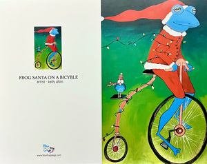 Frog on a Bicycle Christmas Card