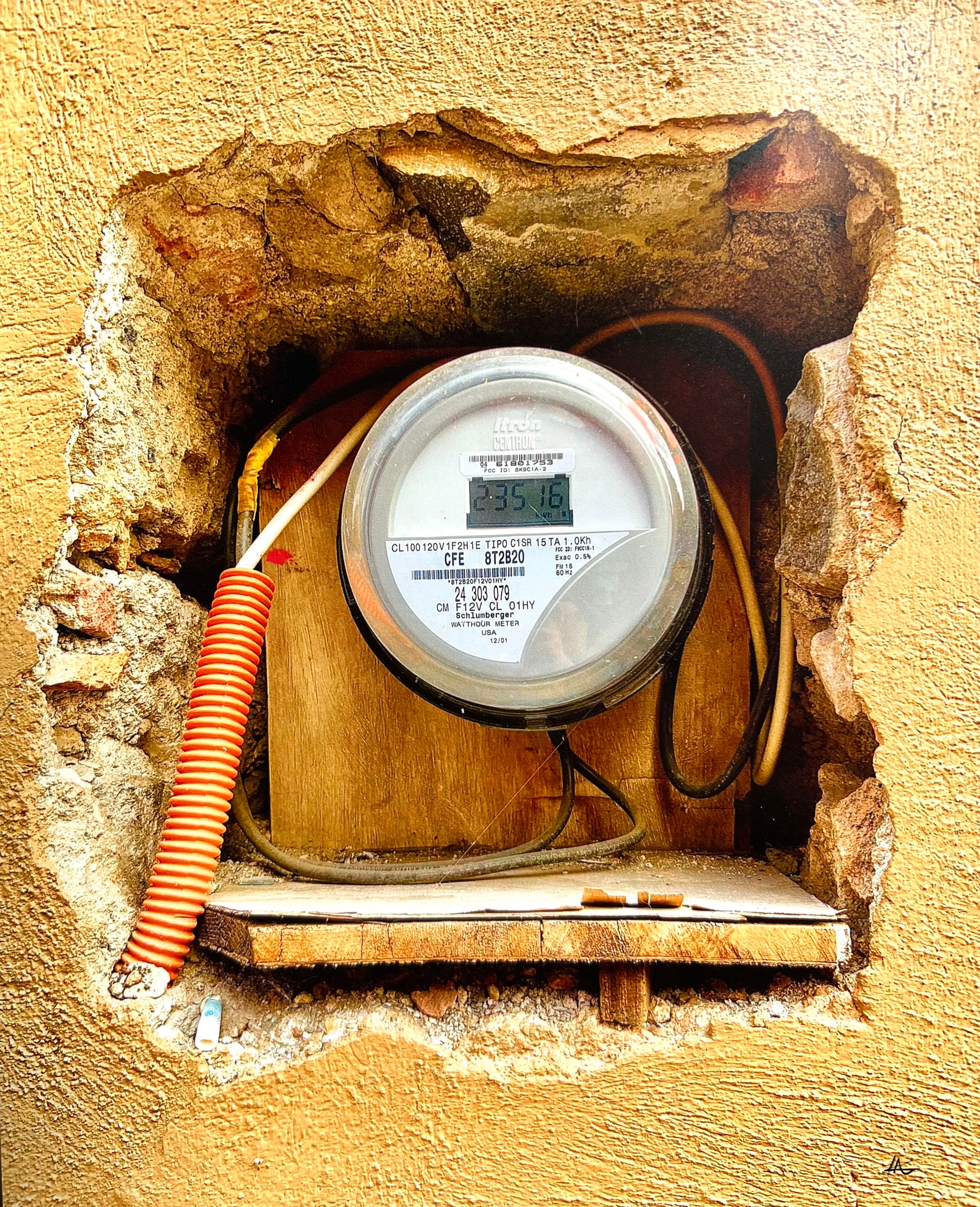 Orange Coiled Gas Meter