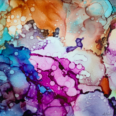 Blue, Orange and White Alcohol Ink Art Graphic by Lazy Sun