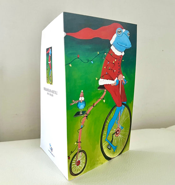 Frog on a Bicycle Christmas Card