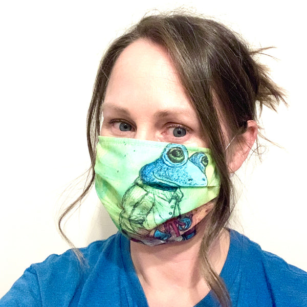 Blue Frog on a Bicycle Art Mask